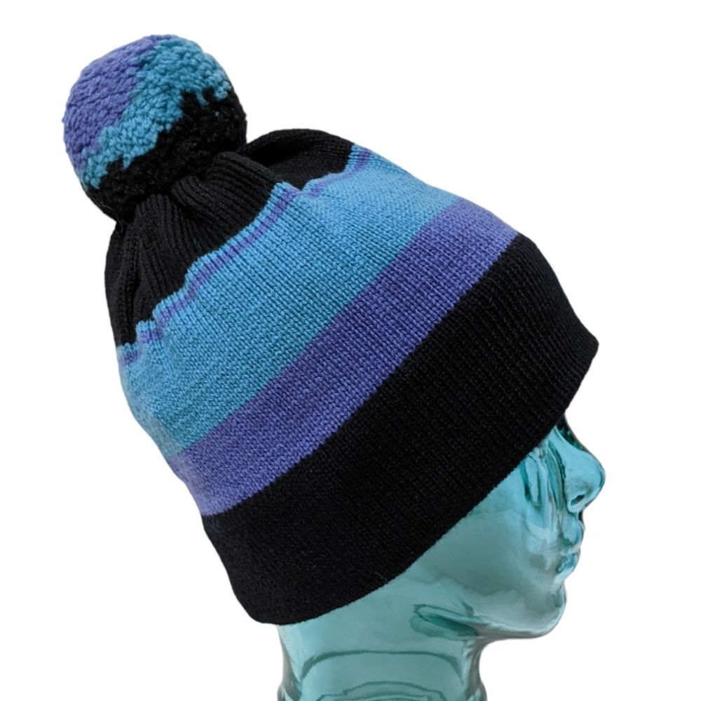 SERAC Vintage 100% Wool Striped Pom Beanie